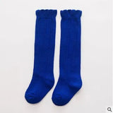 1 Pair Spring Autumn Winter Cotton Lace Double Needle Children Breathable Socks Solid Baby Girls Knee Socks