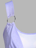 Tone Dress Bicolor Vestido Feminino Cowl Front O Ring Colorblock Dress Women Elegant Vintage Party Casual