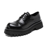 Zingj Shoes Male Hot Style Retro Derby Shoes Advanced Sense Of Niche Design Increased British College Wind Small Leather Shoes