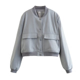 Color Jacket 2025 Stand Collar Double Pocket Solid Color Locomotive Ker Pilot Jacket Cotop