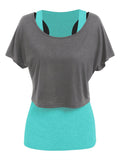 Tank Top and Cropped Plain T-shirt Women Twinset T Shirt Tee Sporty Fancy Like Casual Active