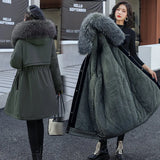Winter Jacket Women Thick Parkas Long Fur Liner Hooded Winter Coat Women Cotton Padded Jacket Gilrs Jaqueta