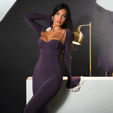 Solid Long Flared Two-piece Crop Sleeve Midi Dress- Outfit