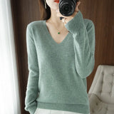Sweaters Women Casual V-neck Solid Jumpers Pullovers Spring Autumn Womens Sweater Cashmere Knitwear Bottoming