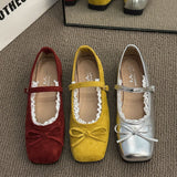 Evening Shoes Bow Design Mary Jane Single Shoes Summer Soft Sole French Elegant Temperament Ballet