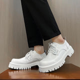 Zingj Leather Shoes Men's Platform Height Retro Single Shoes 45 Men's Plus Size Business Round Leather Shoes