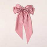 New Fashion Bowknot Streamer Hairpin Woman Girls Satin Ribbon Barrette Bow Back Head Spring Clip Headwear Hair