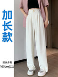 Wide Leg Pants Female Spring And Summer New Style High Waist Hanging Feeling Design Sense Shows Thin Straight Tube Small White Suit Mop The Floor Pants-Outfit