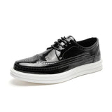 Zingj Men's Pointed Leather Shoes Male Hollow Out British Trend Casual Carved Board Shoes