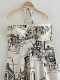 Print Halter Long Dress Women Off Shoulder Corset Dress Woman Backless Sexy Summer Dresses Elegant Party Dresses For