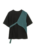 Short Sleeve Gothic T Shirt Waistcoat Two-piece Set Harajuku 2022 Summer Grunge Y2k Tops O-Neck Vintage Graphic Tee