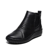 Leather Shoes Women Boots 2021 Autumn Winter Fashion Handmade Ankle Boots Warm Soft Outdoor Casual Flat Shoes