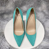 effect Snake Printing Leather Women Super 12cm High Heels Sexy Ladies Pointed Toe Stiletto Pumps Slip on Party Shoes