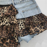 Denim Irregular Patchwork Ruffles Mini Skort- Outfit