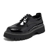 Zingj Men's Casual Leather Shoes Male Round Head British Patent Leather Breathable Men's Shoes Business Dress Wedding Groom Shoes