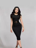 Zingj Women's Wear 2024 Summer New Solid Color Round Collar Sleeveless Vest Wrap Hip Skirt Fashion Temperament Dress