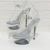 Zingj 190-1 34-43 Sexy Super Heels 15CM Heel Platform Sandals Transparent Crystal Shoes Wedding