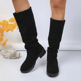 Leopard Velvet Rough And Fashion Boots Women Autumn And Winter New Fashion Wrinkles Pile