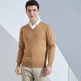 Zingj And Winter New Men's V Collar Loose Large Size Gentleman Sleeve Long Sleeve Sweater Middle-Aged Knit Chicken Heart Collar Bottom Shirt-Outfit