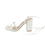 Women's High-Heeled Sandals Square Head Thick Heel Flowers · Cross-Tieed Toe Fashion Women's