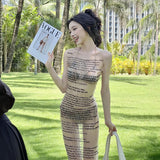 Summer New Women's Fashion Sexy Yi Mengling With The Same Hot Girl Screen Print Long