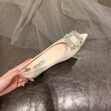 Bottom Water Drill Bean Single Shoes Women 2025 Spring And Autumn New French Sense Granny
