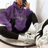 Letter Print Loose Oversized Hoodies Women Men Long Sleeve Sweatshirt Hooded Sweater Female Coat Winter Autumn