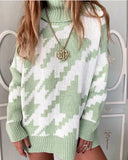 suelto vestido Casual de mujer de punto Jersey largo de gran manga larga Invierno pata de gallo Jer 2020