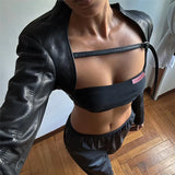 2025 Women's New Fashion Trend On The Street With A Chest Vest Outside The PU Leather