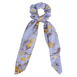 Bow Long Ribbon Hair Scrunchie Chiffon Floral Print Sweet Elastic Hair Band Ponytail Hair Scarf Hair Tie Hair