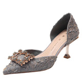 New Wedding Shoes French Tip Finger High Heel High Heels Femininity Senior Sense Buckle Shallow Single