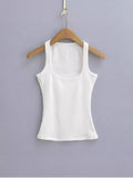 Zingj Trendy Women's Wear Pure Collar Solid Color Bottom Vest Summer New Style Slim Sleeveless Halter