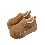 Cake Bao Head Thick-Soled Birken Shoes Women 2025 Plus Velvet Small Man Height To Keep Warm Haired Shoes Cotton Shoes Plus