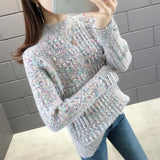 Winter Half High Collar Imitation Mink Velvet Sweater Female Loose Casual All-match Knitting Jumper Top Women