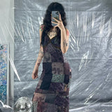 Zingj Floral Lace Stitching Chest V Neck Sling Dress Female V Neck Show Thin Gauze Dress Long