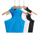 Woman Clothes Vest Top Women Sleeveless Turtleneck Asymmetrical Chic Student Casual Street Sling Corset Crop y2k ropa