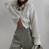 Zingj 2023 Women's Wear Short Shirt Small Temperament Loose Long Sleeve Design Sense White Shirt Women-Outfit