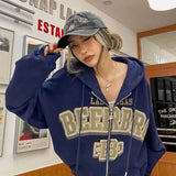 Wings Print Hoodies Women High Street Harajuku Sweatshirts Vintage Loose Y2K Long Sleeve Sweatshirt Women Hoodie