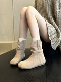 Zingj Amazing Guy ~2024 Korean Version Of Frosted Soft Bottom Pleated Short Boots Female Millard With Skirt Sleeve Pile