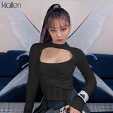 2021 Spring Hollow Out Knit Pullover T-Shirt Vest Two Pieces Woman Chic Crop Top Korean Style Streetwear Basic