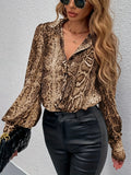 Stylish And Elegant Leopard-Print Long-Sleeved Shirt Shirt