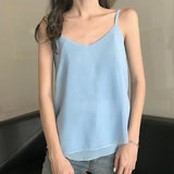 Womens Tank Tops Sleeveless Blouse Tee T shirts Summer 2021 Sexy Vest Camisole Sexy V-Neck Crop Top White Blue