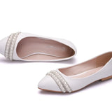 Wedding Shoes Crystal Shoes Wedding Dress Wedding Dress Comfortable Korean Version Of Tuxed Pearl Water Diamond Dinner White Women