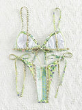 Ethnic Floral Lace Up Bikini Set- Outfit