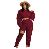 Zingj New Women's Wear Casual Solid Color Knit Long Sleeve Tassel