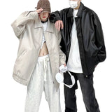 Zingj New PU Leather Solid Color Hip Hop Coat Jacket Retro Motorcycle Leather Casual Versatile Jacket For Men And