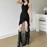 2024 Summer New Women's Solid Color Sexy Hottie Hanging Neck Girded Mesh