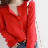 Zingj Autumn Long-Sleeved Sweater Pure Color Simple Temperament Cardigan On The Clothes With Women's Sweater Small Coat-Outfit