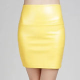 Skirts Women Pencil Skirt Pu Leather High Waist Party Female Sexy Short Woman Bodycon Saias Feminina 20 Candy Colors