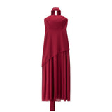 Women's Dress 2025 New Fashion Tie With Neck Tectorge Mesh Wiggle